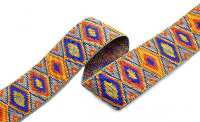 1 m elastisches Jacquard-Band "Ethno" 25 / 40 mm 