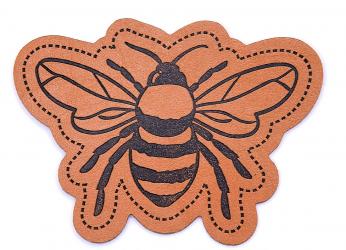 Kunstlederlabel zum Aufnähen "Honeybee" ca. 47x65 mm 