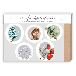 Bastelset Adventskalender mit 24 Tüten und Aufklebern 
