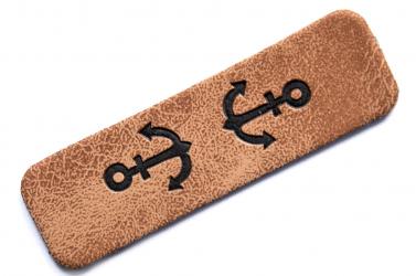 Knick-Label aus Kunstleder "Anker" ca. 15x50 mm 