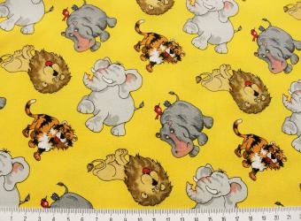 0,1 m Druckstoff "Elefanten,Tiger,Löwen,Hippo & Co." ca. 110 br. 