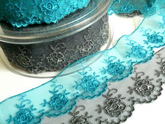1 m Valenciennespitze  "Paris" S 3,5 cm br. Tüll bestickt 