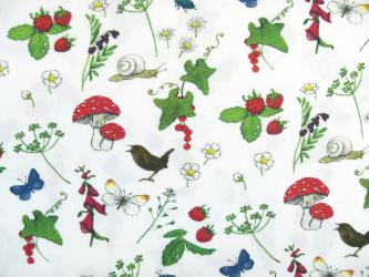 0,1 m super feiner Popeline-Baumwolldruck "Zaubergarten" 160 cm br. kbA GOTS 