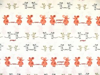 0,1 m Kissa-Popeline "Zwillingsmäuse" Baumwolle kbA 160 cm br. GOTS 