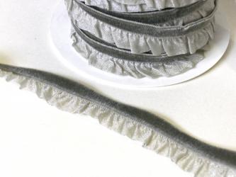 1 m Rüschenband "Samt" grün  elastisch 16 mm 