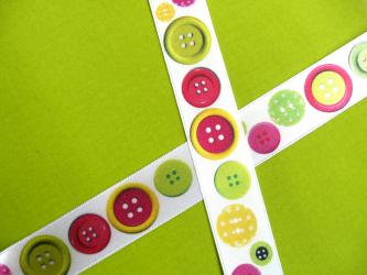 1 m Satinband "Bunte Knöpfe"  15 mm 25 mm 