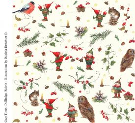 0,1 m Bio-Baumwollstoff "Cosy Time" 150 cm breit Dollbelge Fabric 