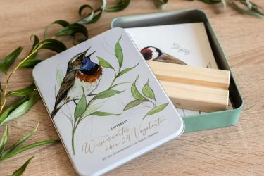 Kartenset in Geschenkdose "Wissenwertes über 24 Vogelarten" 18,00 × 13,00 × 3,00 cm 