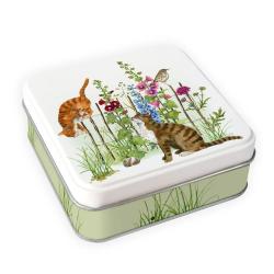 Geschenkdose "Stockrosen" 10x10x3,5 cm 