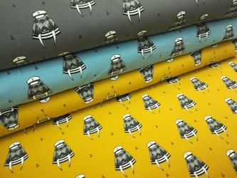 0,1 m Single-Jersey  "Käpt'n Walross" 160 cm br. Bio-Baumwolle 