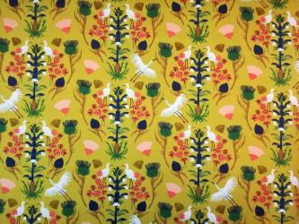 0,1 m Organic Cotton Druckstoff "Asiatische Inspiration - Kraniche"  110 cm br. 