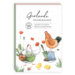 Girlande Hühnerbande aus Papier auf Baumwollschnur 