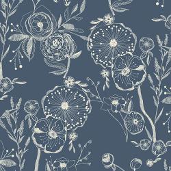 0,1 m Feiner Single-Jersey  "Blumen" 150 cm br. 