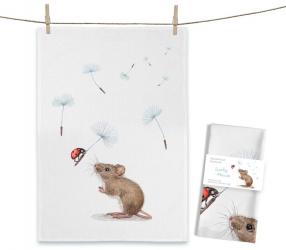 Baumwoll-Geschirrtuch "Lucky Mouse" ca. 70x50cm 