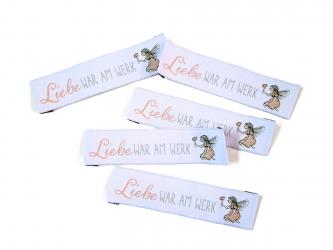 5er Paket Webetiketten "Liebe war am Werk" ca. 90x20 mm 