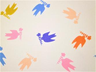 0,1 m Druckstoff  "Grow Love - Peace Bird" ca. 110 cm br. 