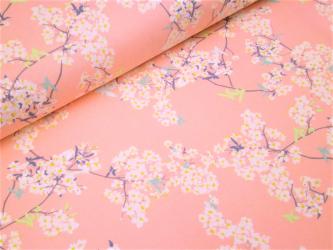 0,1 m Feiner Single-Jersey  "Kirschblüte Pandamania"" 150 cm br. 