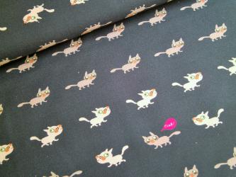 0,1 m Kissa-Popeline "Katzen Ringelreihen" Baumwolle kbA 160 cm br. GOTS 