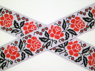 1 m Jacquardwebband "Rosen" 35 mm 