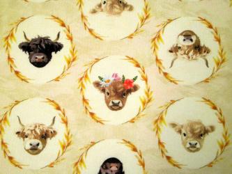 0,1 m Druckstoff  "Highland Hooves" ca. 110 cm br. 