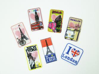 Applikation "I love travelling" 35x60 mm 