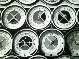 0,1 m Baumwoll-Druckstoff  "Aviator - Instrumente" ca. 110 cm Breite 