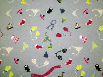 0,1 m feiner Flanell "Mütze und Schal" grau 100 % Baumwolle kbA 140 cm br. GOTS 