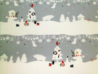 0,1 m Baumwoll-Druckstoff  "Waku Waku Christmas - Bordüre" 110 cm br. 