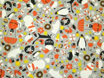0,1 m Baumwoll-Druckstoff  "Waku Waku Christmas - Mix" 110 cm br. 