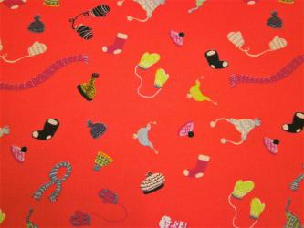 0,1 m feiner Flanell "Mütze und Schal" rot 100 % Baumwolle kbA 160 cm br. GOTS 