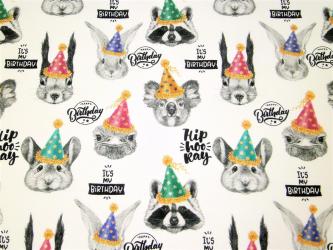 0,1 m Jersey  "Party Animals mit Text" 150 cm br. 