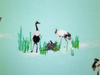 0,1 m Druckstoff  "Kranichnest" ca. 114 cm br. 