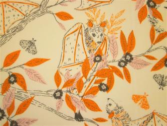 0,1m feiner Baumwolldruck "Sweet 'n Spookier  - Fledermaustreff" 114 cm br. 