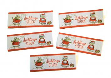 5er Paket Webetiketten "Mäuse - Lieblingsstück rot" 57x20 mm 