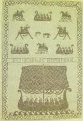 gewebtes Halbleinen-Tuch "Wikinger" ca. 45x70 cm 