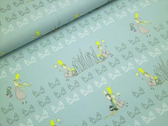 0,1 m feiner Popeline " Froschkönig" 100 % Baumwolle kbA 150 cm br. GOTS 