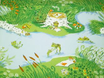 0,1 m Baumwoll-Druckstoff  "Froschteich" Design Heather Ross 110 cm br. 