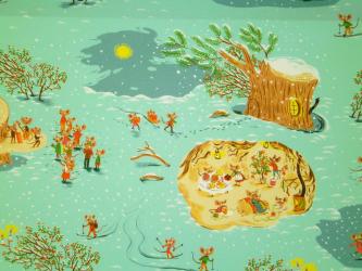 0,1 m Baumwoll-Druckstoff  "Mäuse im Winter" Design Heather Ross 110 cm br. 