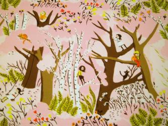 0,1 m Baumwoll-Druckstoff  "Mädchen im Baum" Design Heather Ross 110 cm br. 