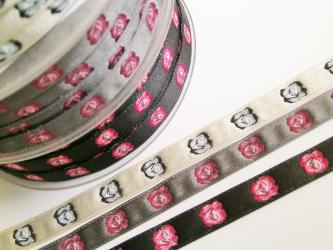 1 m Webband "Rosen" 9 mm br. 