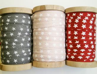 1 m Baumwoll-Köperband "Vintage Star" 15 mm br. 