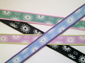 1 m Webband "Blümchen" 10 mm blau