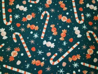 0,1 m Organic Cotton Druckstoff "Bright Holiday - Zuckerstange"  110 cm br. 