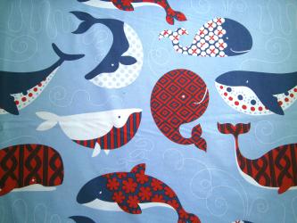 0,1 m Baumwoll-Druckstoff  "Wale +Co."  115 cm br. Wale 