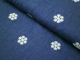 0,1 m bestickter Denim Jeansstoff 150 cm br. 