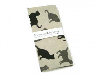 bedrucktes Halbleinen-Tuch "Katzen" ca. 50x70 cm 