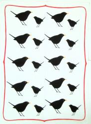 bedrucktes Halbleinen-Tuch "Amseln" ca. 47x65 cm 