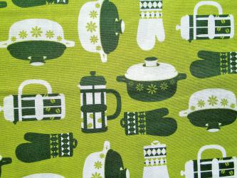 0,1 m Baumwoll Druckstoff Serie "Living - Töpfe und Kannen" ca. 160 cm br. Westfalen 