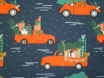 0,1 m Baumwoll-Druckstoff  "Merry Pawmas - Hunde liefern Geschenke"  110 cm br. 