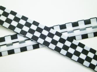 1 m Schrägband "Black and White" vorgefalzt 